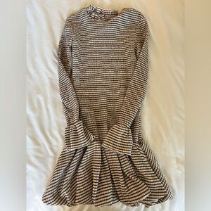 Brown & Cream Striped Smocked dress
